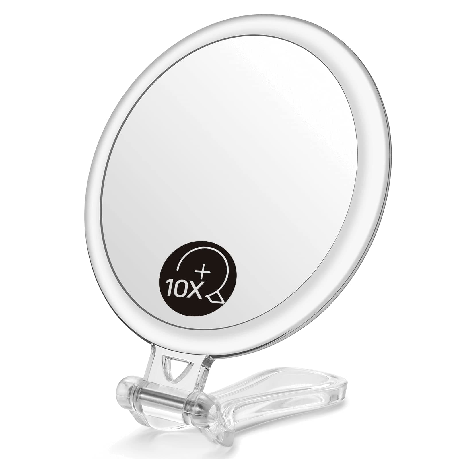 OMIRO Hand Mirror, Double-Sided 1X/10X Magnifying Foldable Makeup Mirror for Handheld, Table and Travel Usage