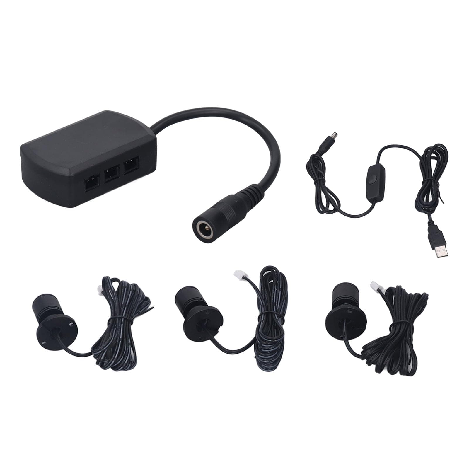 NIBEMINENT Mini LED Spot Lights 5V USB Showcase Display Light 1 to 3 Dimmable Small Cabinet Light for Jewelry Collection Black White Light