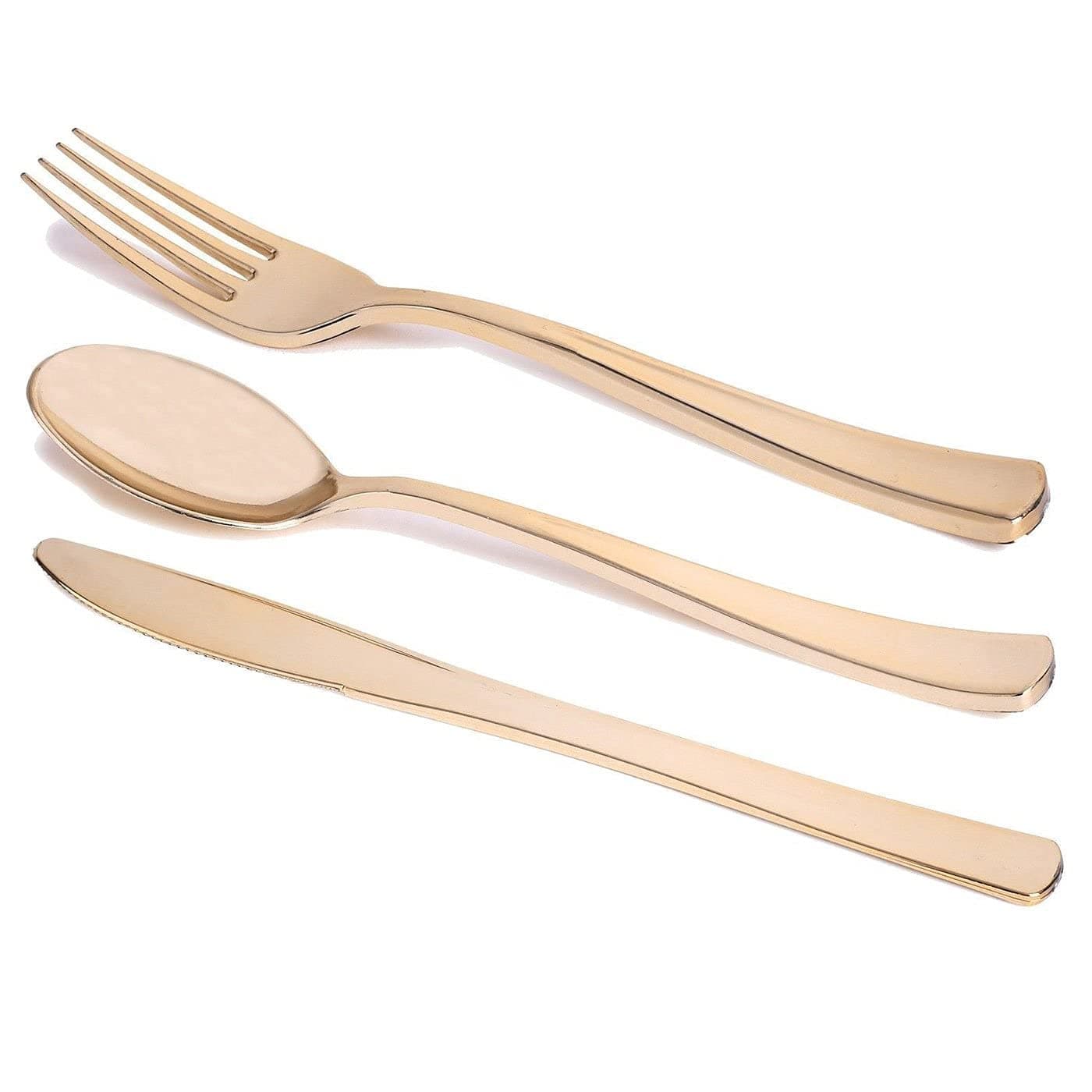 360 Piece Plastic Silverware Set – Disposable Gold Forks, Spoons, Knives – Bulk Flatware Utensil Party Supplies for Wedding, Birthday, All Occasions