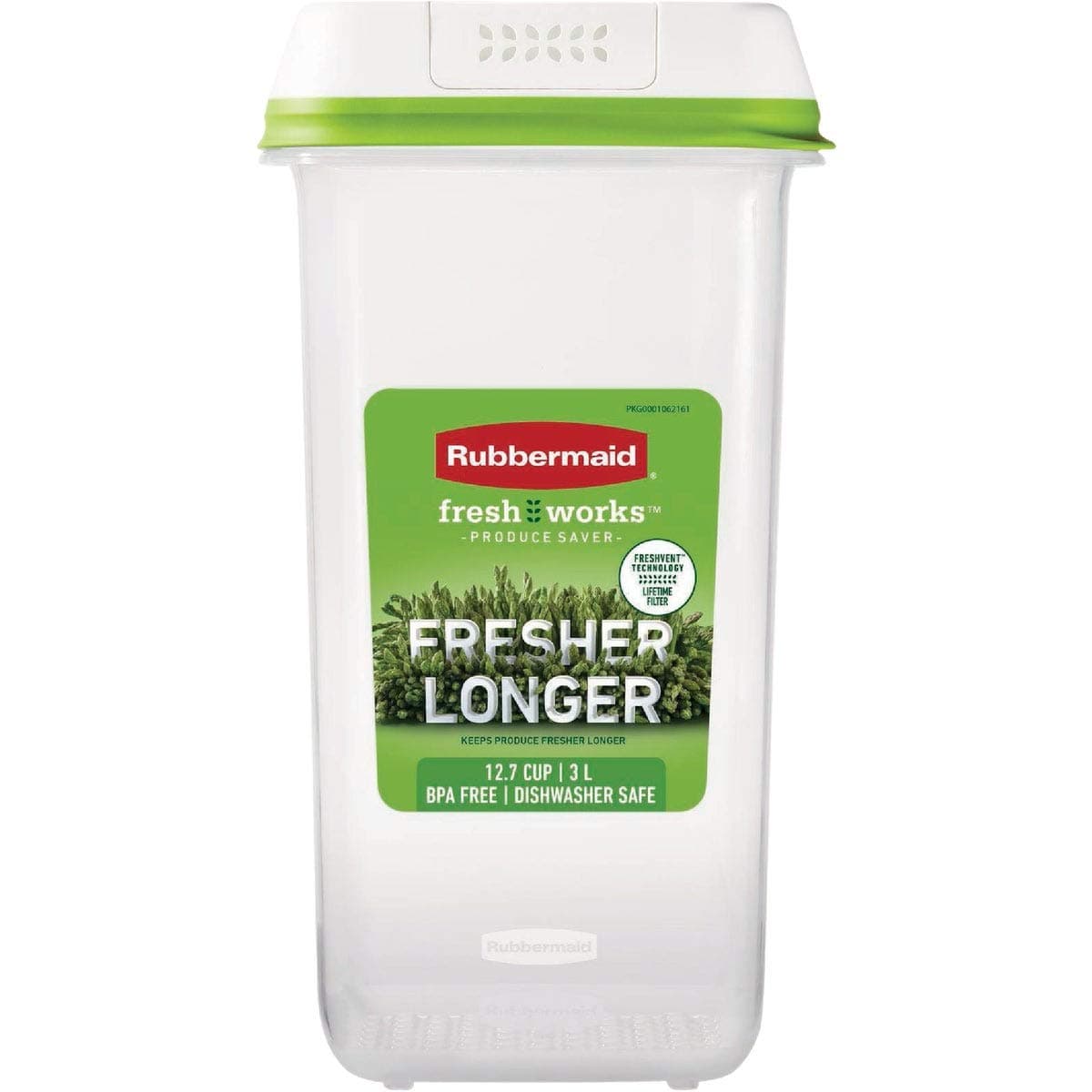 Rubbermaid FreshWorks Saver Medium Tall Vegetable Storage Container, 12.7 Cup, Clear