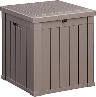 50 Gallon Resin Deck Box, Lockable Patio Outdoor Storage Box for Furniture, Garden Tools and Tools Storage, Waterproof Outside Storage Boxes - Grey