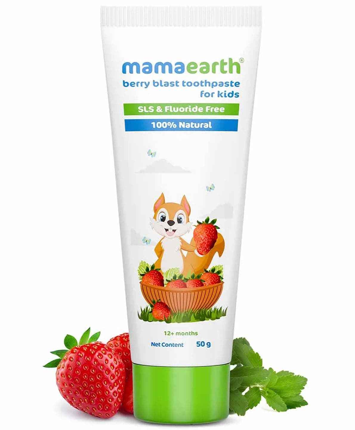 Mamaearth 100% Natural Berry Blast Kids Toothpaste 50 Gm, Fluoride Free, SLS Free, No Artificial Flavours, Best for Baby
