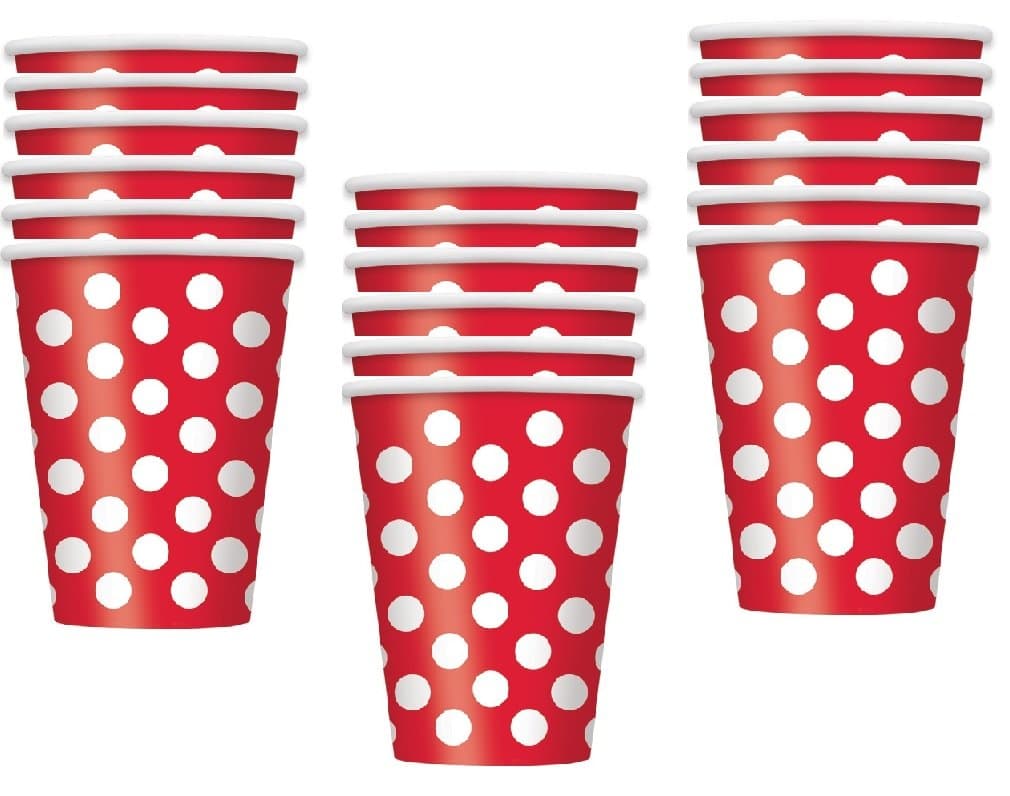 Red Polka Dot 18- 9 oz. Paper Cups Party Accessory
