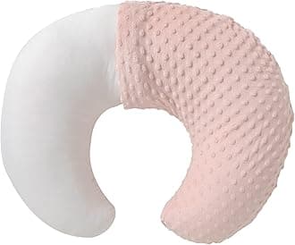 Nursing Pillow and Positioner with Cover for Breastfeeding and Bottle Feeding, Propping Baby, Tummy Time, Baby Sitting Support, Awake-Time Support (Light Pink, 22" x 17.7" x 5.9")