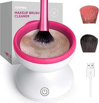 Alyfini Makeup Brush Cleaner Machine-Professional Electric Make up Brushes Cleaner Cleanser Solution for Kabuki Foundation Liquid Powder Face Makeup Self Tanner Brush,Gifts for Women Stocking Stuffers