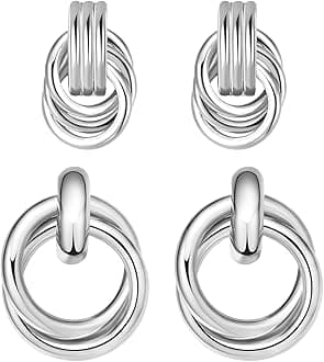 Geometric Rectangle Gold Stud Earrings Irregular Hammered Chunky Statement Square Earrings for Women Trendy