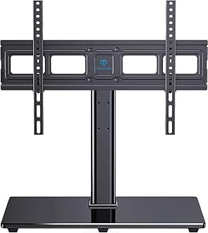 PERLESMITH Universal TV Stand Table Top TV Base for 37-70 inch LCD LED OLED 4K Flat Screen TVs-Height Adjustable TV Mount Stand with Tempered Glass Base, VESA 600x400mm, Holds up to 99lbs PSTVS11