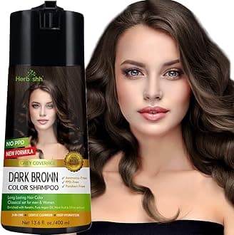 Hair Color Shampoo for Gray Coverage - Enriched Formula with Conditioner - Long Lasting & DIY (DARK BROWN)