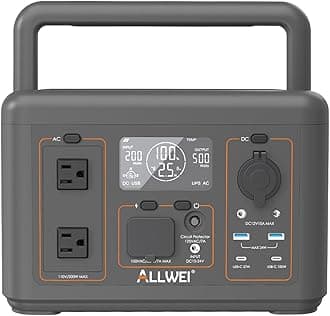 ALLWEI Portable Power Station 500W, 512Wh LiFePO4 Battery, UPS Function, 2.5Hrs Fast Charge, 2 AC Outlets(Surge 1000W), Solar Generator for Outdoor Camping RV CPAP Home Emergency