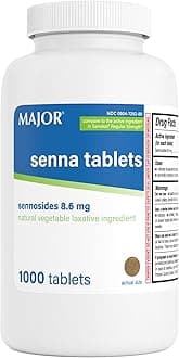 Major Senna Laxative TABS SENNOSIDES-9 MG Brown 1000 Tablets UPC 309046434801
