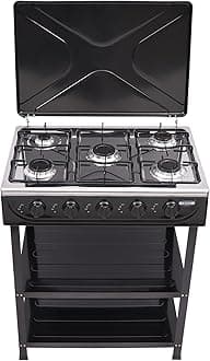 5 Burner Propane Gas Stove, Portable Propane Stove Stand, Manual Ignition Camping Stove with Support Stand & Wind Blocking Cover, Outdoor Cooker Stove for RV Apartment Outdoor Cooking (Black)