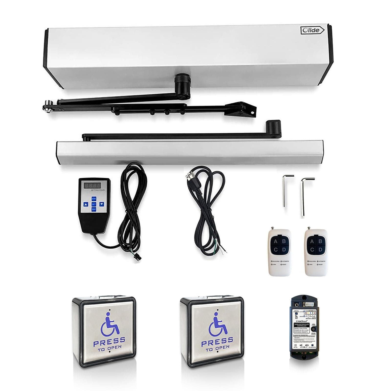 Handicap Door Opener for Disabled People, Low Energy ADA Swing Door Operator with Stainless Steel Handicap Push Buttons