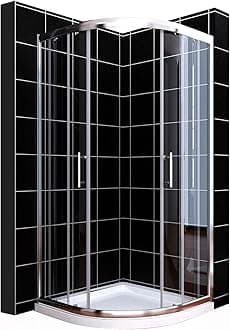 ELEGANT 800 x 800mm Offset Quadrant Shower Enclosure 6mm Tempered Sliding Glass Cubicle Door