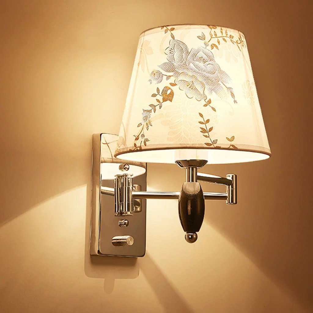 Modern Swing-Arm Wall Lamp E27 Cloth Lamp-Shade Wall Sconce [Energy Class A]
