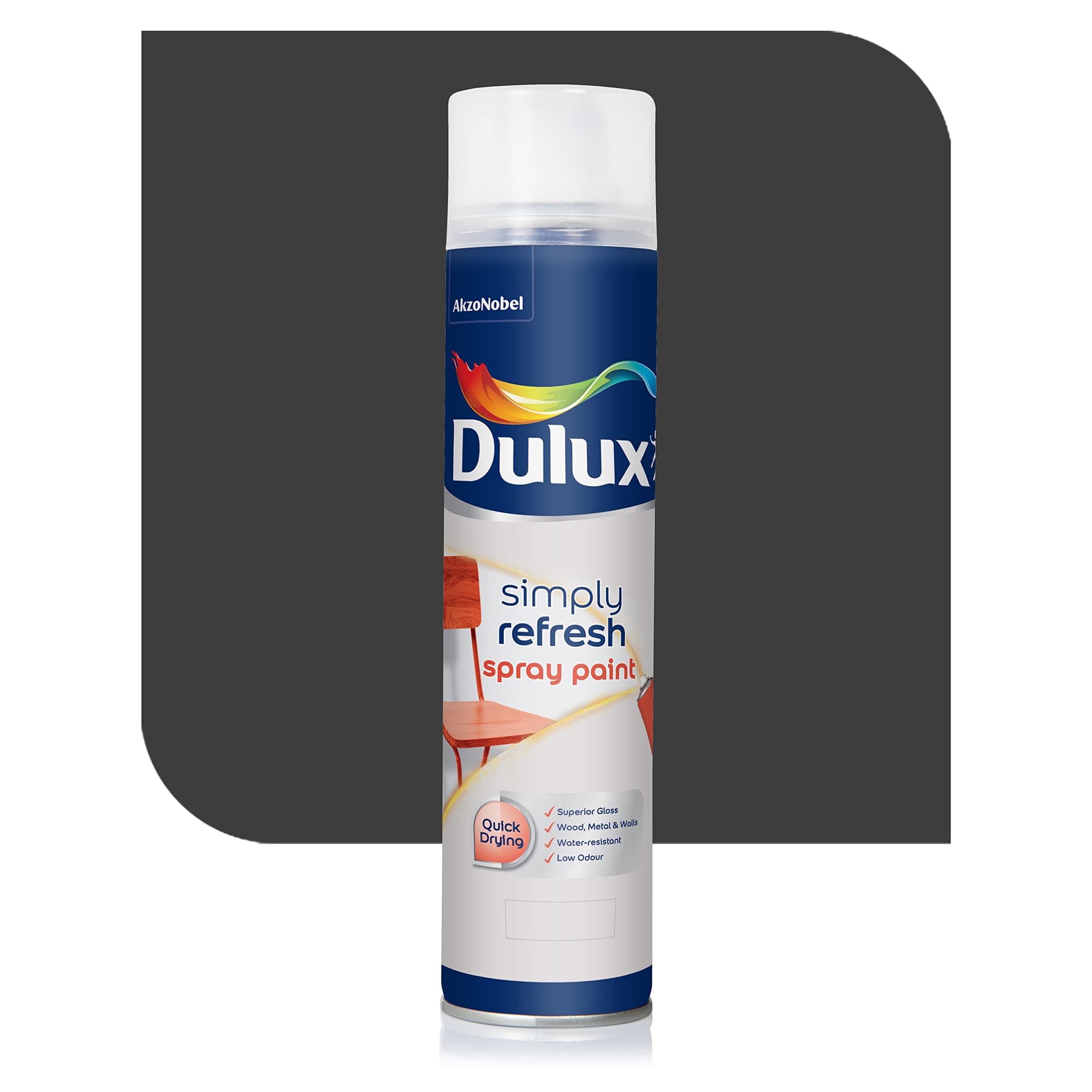 Dulux Simply Refresh Spray Paint | DIY, Quick Drying Gloss Finish for Metal, Wooden Furniture, Plastic, Walls, Cars & Bikes – 400ML (Black)