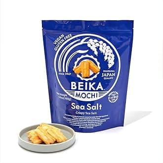 [Beika Mochi] Sea Salt Flavor Japanese Rice Mochi Snack | Gluten-Free | Vegan | Made with 100% Japanese Rice and Sea Salt (160g)