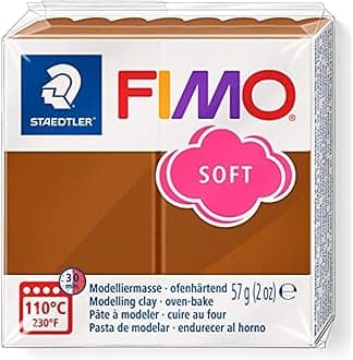 STAEDTLER 8020-7 FIMO Soft Oven-Hardening Polymer Modelling Clay - Caramel (1 x 57g Block)