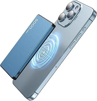 Magnetic Portable Charger Magnetic 5000mAh Ultra Slim Battery Pack, 0.3in3.9oz Mini Wireless Power Bank with 20W PD USB-C Two-Way Charging, Compatible for iPhone 15/14/13/12 Series (Blue)