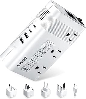 DOACE 220v to 110v Voltage Converter US to Europe: 350W 220 to 110 Voltage Converter for European Travel - International Power Adapter Plug Combo Step Down Transformer White