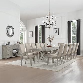 Kitchen Furniture Set 13pc Casual Dining Table Set Include 1 Extendable Dining Table, 10 Side Chairs and 2 Arm Chairs, 12-Person Dining Table Set, Set for 10-12 People Extendable (13PS)