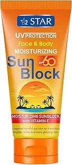 – Sunblock Cream for Face & Body SPF 60, Moisturizing Sunscreen with Vitamin E & Zinc Oxide, UVA UVB Broad Spectrum Protection, Lightweight, Non-Greasy, & Rapid Absorbing Sun Cream, 170g