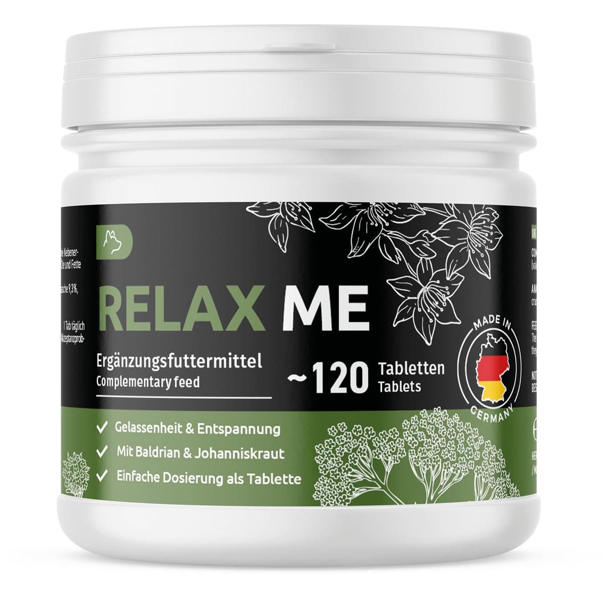 Relax Me 120 Tablets – Calming Agent for Dogs, Extra Strong for Anxiety, Stress, Car Travel and Travel, Calming and Relaxing, Valerian, St. John's Wort – Made in Germany