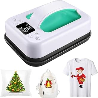 Heat Press Machine for T-Shirts, 7" × 4.8" Portable Fast Heat-up Mini Easy Press with Timing Function & Insulated Base, Ideal for T-Shirts, Bags, Pillows, Aprons, and More, Green