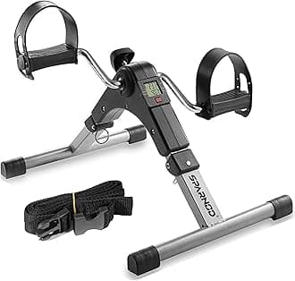 SPARNOD FITNESS SMB-100 Mini Cycle Pedal Exerciser with Fixing Strap, Adjustable Resistance and Digital Display - Suitable for Light Exercise of Legs, Arms, and Physiotherapy at Home