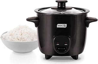 Dash Mini Rice Cooker - Designed for Single-Serve Cooking - Compact Rice Cooker with Nonstick Removable Pot, Keep Warm Function & Easy-to-Clean Sleek Design - Black