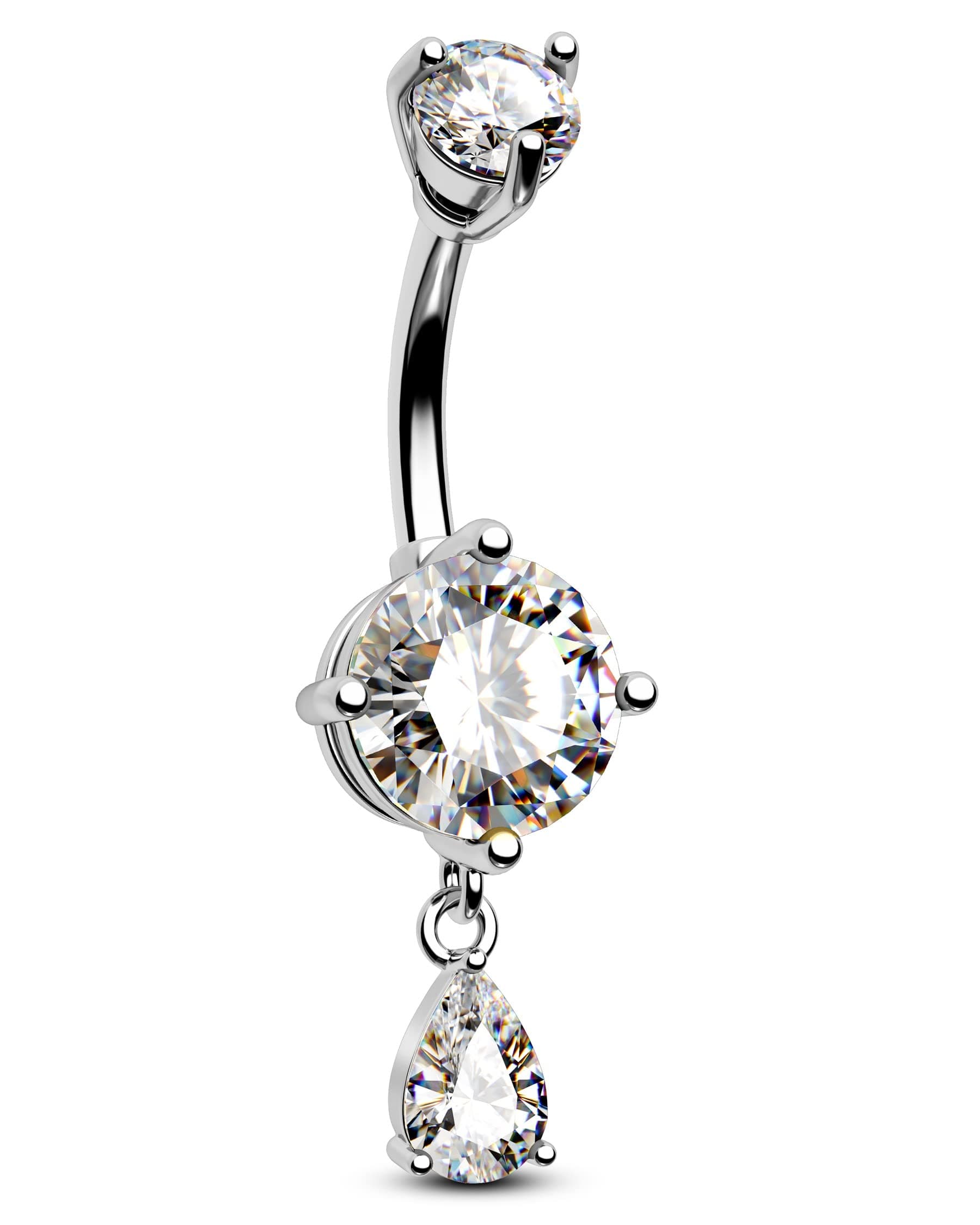 CM Crareesi Mania Belly Button Ring Dangle Belly Rings 316L Surgical Steel Belly Button Piercing Jewelry Teardrop Navel Ring for Women