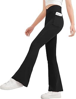 JOCMIC Girls Flare Leggings Kids Bell Bottom Pants Cross High Waisted Dance Yoga Flared Leggings