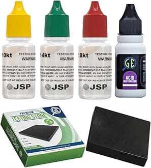 Gemtone Gold Testing Kit, 10K 14K 18K Testing Solutions with Stone, Professional Jewelry Purity Test Set, USA