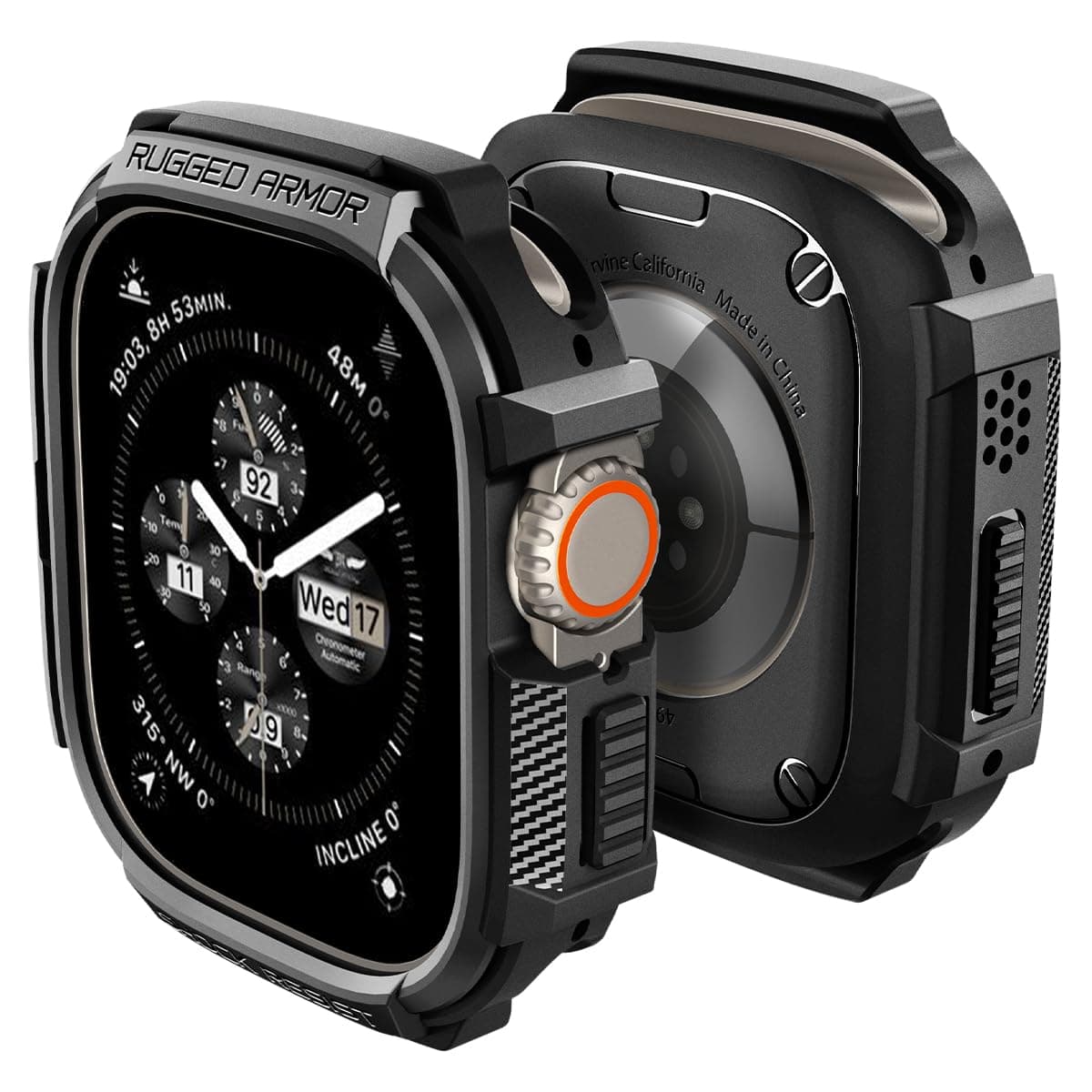 Spigen for Apple Watch Ultra 3/2/1 Case, Rugged Armor 49mm Durable TPU Cover - Black