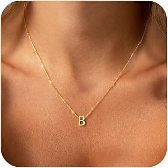 Initial Necklace for Women - 18K Gold Plated Initial Necklace Dainty Initial Letter Monogram Name Necklace for Women