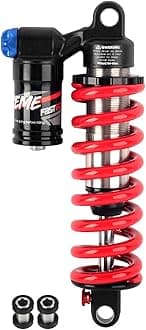JFOYH Adjustable Oil+Coil Spring Rear Shock Suspension, Shock Absorbers For Downhill MTB Bike/E-bike, 210mm X 550lbs - Red