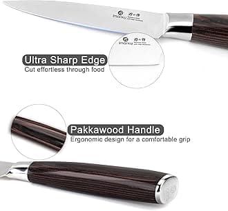imarku Paring Knife - Paring Knives, 3.5 Inch Small Kitchen Knife - Japanese SUS440A Stainless Steel Fruit Knife, Ergonomic Pakkawood Handle, Ultra Sharp Knife, Unique Gifts for Men and Women