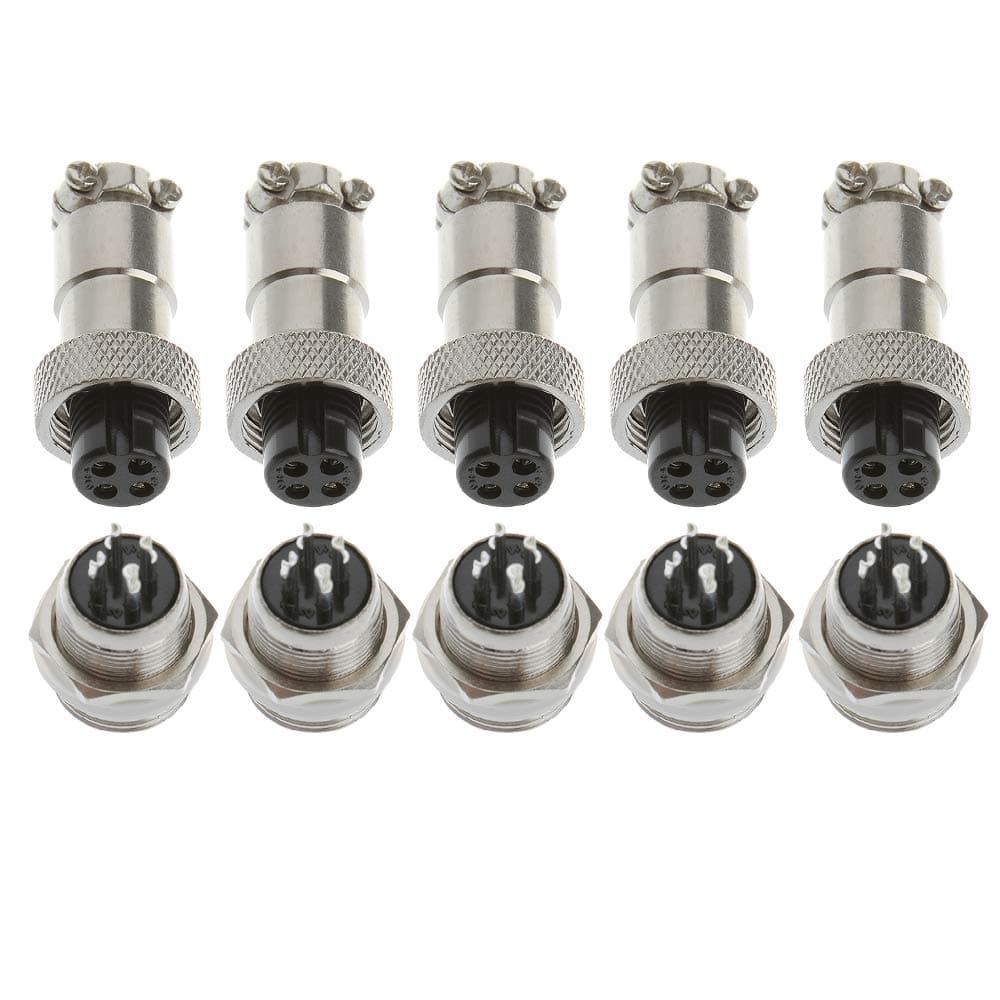 5PCS GX12 12mm Thread Aviation Connector Plug Socket 4 Pin 5A Male & Female Circular connectors