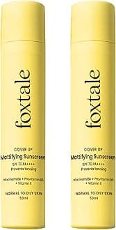 Foxtale SPF 70 Gel-Cream Sunscreen for Oily Skin | Oil Control Sunscreen with PA++++ & Niacinamide | UVA UVB Protection | Prevents Tan | Lightweight, Pore-minimising, No White Cast | 50ml (Pack of 2)