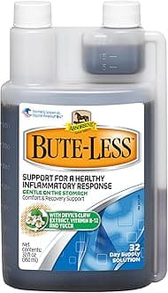 Absorbine Bute-Less Long-Term Horse Comfort & Recovery Supplement Solution, Gentle on Stomach, Devil's Claw, Vitamin B-12, Yucca, 32oz / 32 Day Supply