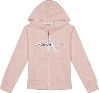 Calvin KleinGirls' Logo Sweatshirt, Fleece Hoodie with Full-Zip Front & Functional Pockets