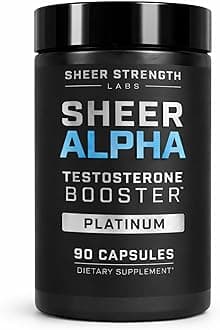 Testosterone Booster for Men - Sheer Alpha T-Booster - Clinically Backed Dose, Strongest Formula - Made in USA - Premium Blend of Fadogia Agrestis Tongkat Ali and Shilajit. 30 Servings