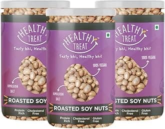Healthy Treat Roasted Soyabean - Protein Rich 600 gm (Pack of 3-200 gm each) | Crunchy & Delicious Roasted Snacks | Natural and Tasty Soyabean Snack