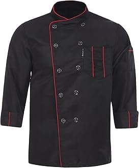 Freebily Unisex Chef Coat Mens Womens Long Sleeves Double-Breasted Kitchen Chef Shirt Uniform