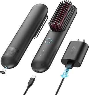 TYMO Porta Mini Cordless Hair Straightener Brush, Portable Comb With USB Rechargeable Feature, Negative Ion for Women, Anti-Scald & Auto-Off