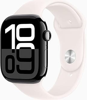 Apple Watch Series 10 [GPS + Cellular, 42mm] - Jet Black Aluminum Case with Light Blush Sport Band, M/L (Renewed)