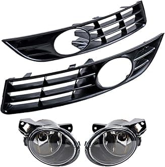Astra Depot Front Bumper Fog Lamps Lights with 55W Bulbs + Grilles Kit For 2006-2009 VW Passat 3C B6