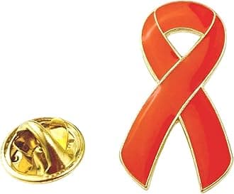 Orange Awareness Ribbon Pin Badge for Multiple Sclerosis and Leukaemia (1 Orange Pin Badge)