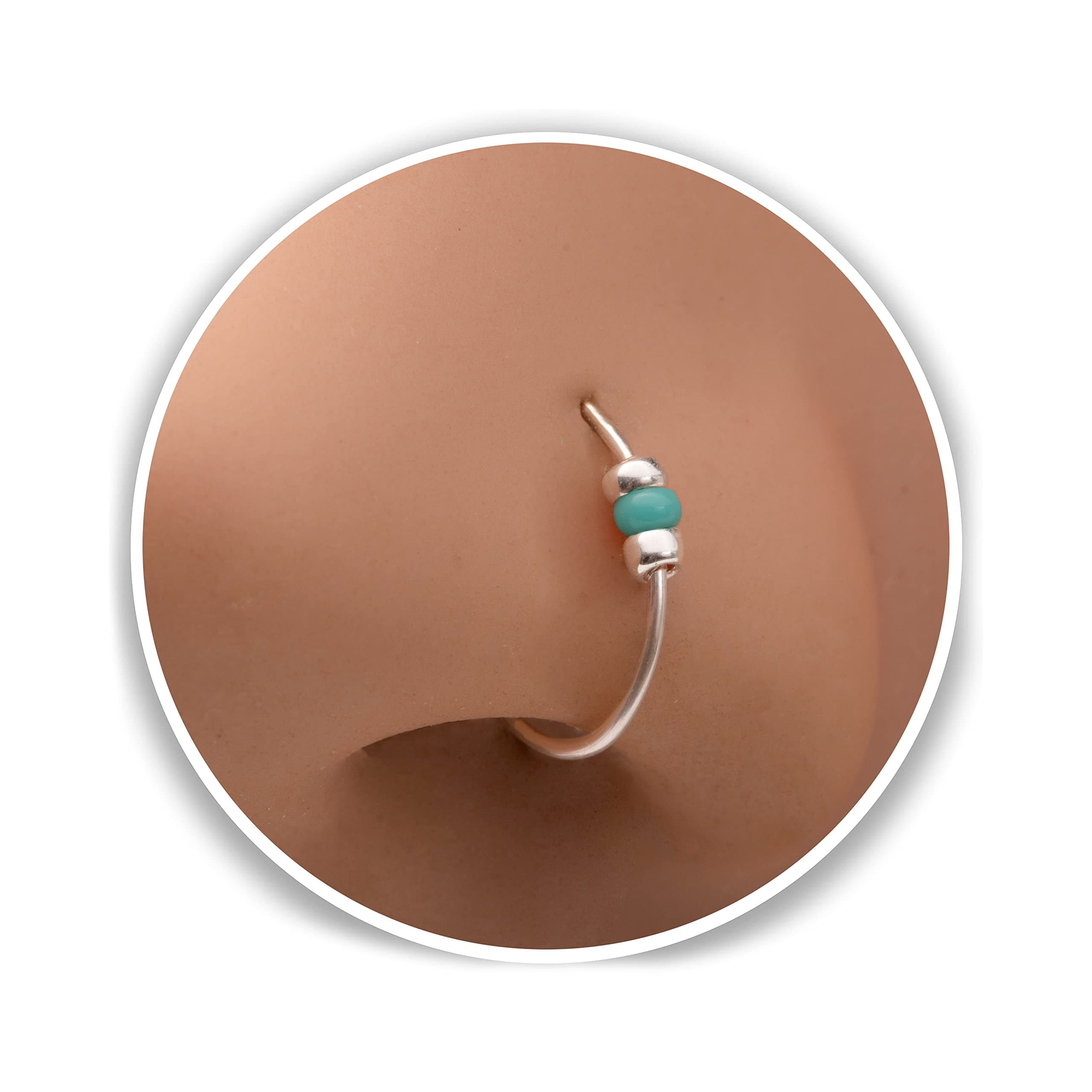 Silver nose ring with Beads