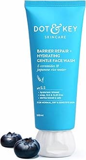 DOT & KEY Barrier Repair + Hydrating Gentle Face Wash With Probiotic Ceremide Face Wash For Dry Skin,Normal Skin & Sensitive Skin Gently Cleanses Skin From Dirt & Oil For Unisex,100Ml
