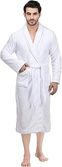 NY Threads Luxurious Men's Shawl Collar Fleece Bathrobe Spa Robe